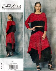 1472 VOGUE ZANDRA  RHODES PULLOVER TOP, ASYMMETRIC SKIRT PATTERN 8-18 UNCUT